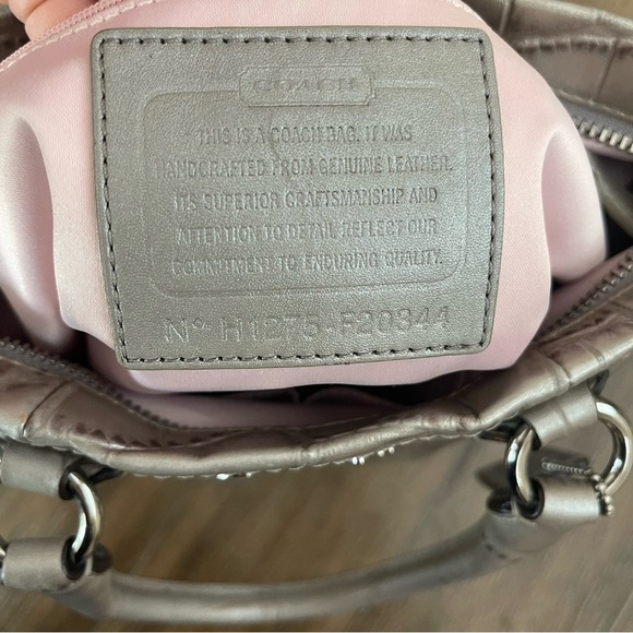 Coach Croc Embossed Ashley Hobo Bag Baguette Shoulder Bag Silver Y2K 90’s - Picture 9 of 11